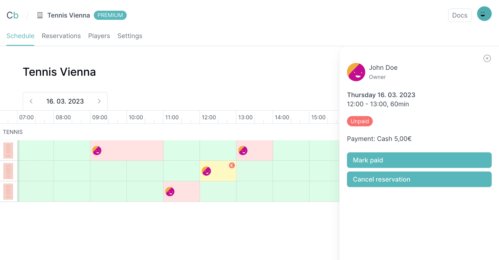 Courtbase dashboard